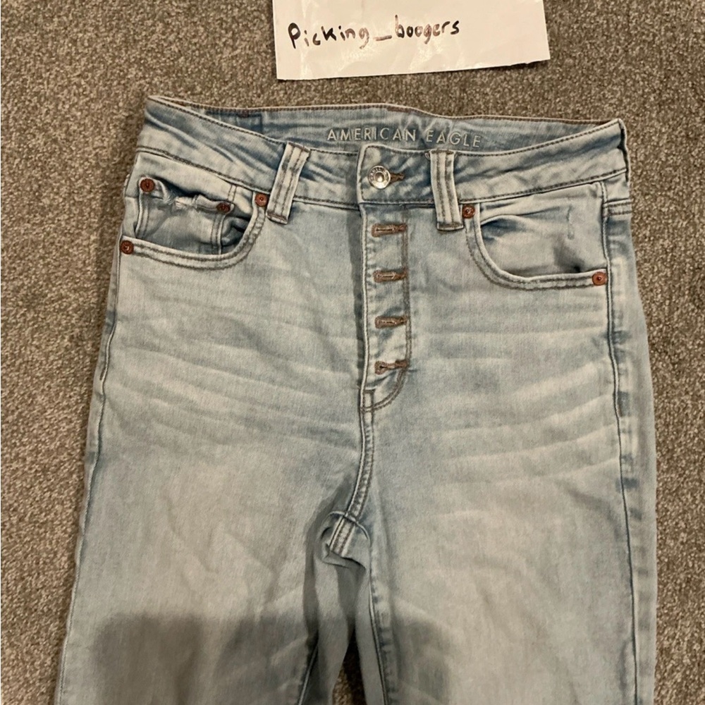 American Eagle Next Level Stretch distressed blue denim jeans boot cut size 8 - Picture 2 of 9